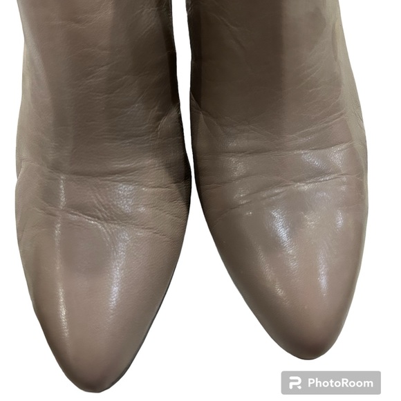 Anne Klein Faeryn Ankle Booties Taupe Leather Heels - Picture 4 of 9